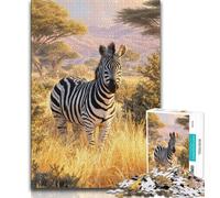 Jigsaws 1000 Pieces for Teenagers Grassland Zebra 1000 Pieces for Adults,Family Game Stress Reliever Difficult Challenge Suitable for Couples (size 38x26cm)