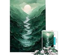 Jigsaws 1000 Pieces for Teenagers Green Mountain Valley with River And Sun Help The Brain Exercise A Work of Art Fun Games Suitable for Ages 14 And Up (38x52cm)