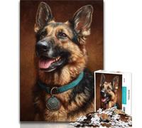 Jigsaws 1000 Pieces for Teenagers Happy German Shepherd,Challenging To Complete But Fun And Humorous Unique Birthday And Gifts 75x50cm