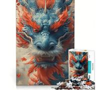 Jigsaws 1000 Pieces for Teenagers Happy New Year Dragon, Impossible Game, Difficult And Challenge, Unique Birthday And Xmas Gifts 38X26CM