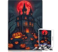 Jigsaws 1000 Pieces for Teenagers Haunted Castle Halloween Calm Enjoyable Spare Time Fun Tight Seamless Precision Toy Size 38x52cm