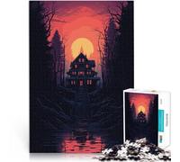Jigsaws 1000 Pieces for teenagers Haunted House Pixel Stressabbau-Spielzeug denn eignet sich ideal als Geschenk für die ganze Familie52x38cm