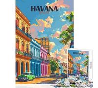 Jigsaws 1000 Pieces for Teenagers Havana Street Scene Relax Games Difficult Hard Home Decoration Toys Gifts for Friends And Family (38X26CM)