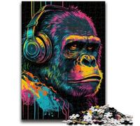 Jigsaws 1000 Pieces for Teenagers Headphones Gorilla Decompressing Intellectual Educational Toy Great Gifts And Toys 26x38cm