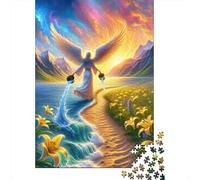Jigsaws 1000 Pieces for Teenagers Heavenly Angel Painting Jigsaw Puzzle Toy Wall Decor Difficult Challenge Birthday Present, Gifts, 70x50cm/1000pcs