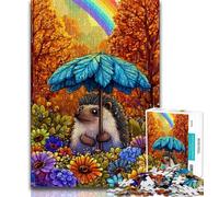 Jigsaws 1000 Pieces for Teenagers Hedgehog Holding An Umbrella 1000 Pieces for Teenagers,is Ideal As Gifts for The Whole Family Suitable for And 14 (size 75x50cm)