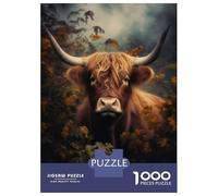 Jigsaws 1000 Pieces for Teenagers Highland Cow in Foliage Jigsaw Toy Wall Decor Staycation Kill Time Gifts for Friends And Family 38x26cm/1000pcs