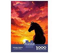 Jigsaws 1000 Pieces for Teenagers Horse Silhouette Sunset Jigsaw Toy Wall Decor Staycation Kill Time Gifts for Friends And Family 52x38cm/1000pcs