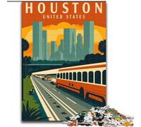 Jigsaws 1000 Pieces for Teenagers Houston Texas Travel Art, Learning Educational Toys Unique Birthday And Gifts for Age 14+ 26x38cm