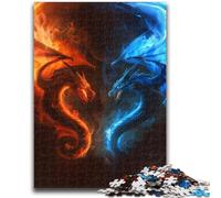 Jigsaws 1000 Pieces for Teenagers Ice And Fire Dragon 1000 Piece Puzzle,Stress Reliever Staycation Kill Time Wishlist with Santa Claus (26x38cm)