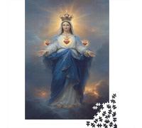 Jigsaws 1000 Pieces for Teenagers Immaculate Heart Virgin Statue Jigsaw Puzzle Toy Wall Decor Difficult Challenge Birthday Present, Gifts, 38x26cm/1000pcs
