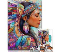 Jigsaws 1000 Pieces for Teenagers Indian Princess Adult Jigsaw,Fun Games Every Piece Is Unique - Challenging Family Fun Game (size 38x26cm)