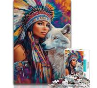 Jigsaws 1000 Pieces for Teenagers Indian Princess Adult Jigsaw,Fun Games Every Piece Is Unique - Challenging Family Fun Game (size 38x26cm)