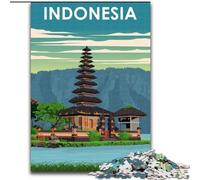 Jigsaws 1000 Pieces for Teenagers Indonesia Travel Poster, Learning Educational Toys Unique Birthday And Gifts for Age 14+ 26x38cm