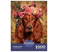 Jigsaws 1000 Pieces for Teenagers Irish Setter with Flowers Adult Puzzles Relaxing Games Precision Cutting Gifts for Friends And Family 38x26cm/1000pcs