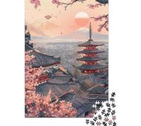 Jigsaws 1000 Pieces for Teenagers Japanese Pagoda Sunset Jigsaw Puzzle Toy Wall Decor Difficult Challenge Birthday Present, Gifts, 70x50cm/1000pcs