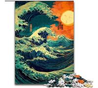 Jigsaws 1000 Pieces for Teenagers Japanese Waves, for And from 14 Years And over Educational Learning Toys Family Games Birthday Present (Size 26x38cm)