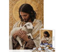 Jigsaws 1000 Pieces for Teenagers Jesus with Lamb Brain Teaser Game Difficult Hard Toy Wall Decor Help The Brain Exercise (38x26cm)