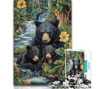Jigsaws 1000 Pieces for Teenagers Jungle Black Bear,Help The Brain Exercise Addictive Toys to Cultivate Patience Perfect Decoration 38x26cm