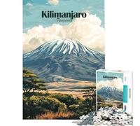 Jigsaws 1000 Pieces for Teenagers Kilimanjaro Tanzania Travel Poster Educational Games Learning Educational Toys Gifts Birthday Home Decoration (size 38x52cm)