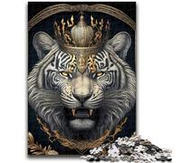 Jigsaws 1000 Pieces for Teenagers King Tiger Golden Art Deco Toys Educational Games Stress Relieving Parent-child Interaction for Ages 14+ 26x38cm