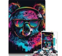 Jigsaws 1000 Pieces for Teenagers Koala with Headphones Sunglasses Teenager Puzzles,learning Educational for Is Ideal As A Gift for The Whole Family (size 75x50cm)
