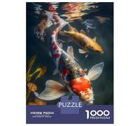 Jigsaws 1000 Pieces for Teenagers Koi Fish Peaceful Waters Jigsaws for Adults Brain Teaser Game A Work of Art Great Gift for Gaming 52x38cm/1000pcs