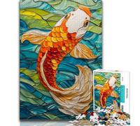Jigsaws 1000 Pieces for Teenagers Koi Oil Painting,Challenging Game And Family Play Educational Game for Birthday,Chrismas 38x26cm