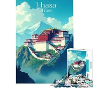 Jigsaws 1000 Pieces for Teenagers Lhasa Tibet Relaxing Games Brain Intelligence Challenge Addictive Toys Funny Gifts Home Decoration (Size 75x50cm)