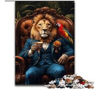 Jigsaws 1000 Pieces for Teenagers Lion Sitting on The Sofa,Challenging To Complete But Fun And Humorous Unique Birthday And Gifts 50x75cm