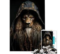 Jigsaws 1000 Pieces for Teenagers Lion Wearing A Hood Help The Brain Exercise A Work of Art Fun Games Suitable for Ages 14 And Up (38x52cm)