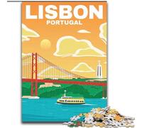 Jigsaws 1000 Pieces for Teenagers LISBON PORTUGAL TRAVEL ART, Help The Brain Exercise Addictive Toys to Cultivate Patience Enhance Memory 26x38cm