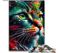 Jigsaws 1000 Pieces for Teenagers Lively Colored Cat Face, for Age 14+ Suitable for Couples Fun at Home Activities, Birthday Present,Travel Gifts (Size 50x75cm)