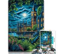 Jigsaws 1000 Pieces for Teenagers London at Night Adult Jigsaw,Fun Games Every Piece Is Unique - Challenging Family Fun Game (size 75x50cm)