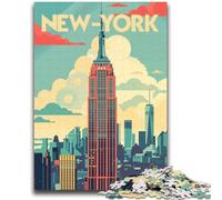 Jigsaws 1000 Pieces for Teenagers Manhattan Retro Poster Challenging To Complete But Fun And Humorous Birthday Present, Gifts, Wall Art (size 38x52cm)