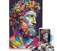 Jigsaws 1000 Pieces for Teenagers Marcus Aurelius Pop Art Colorful Impossible Game Difficult And Challenge Unique Birthday And Xmas Gifts 38x52cm