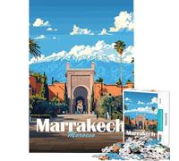 Jigsaws 1000 Pieces for Teenagers Marrakech Cityscape Challenging To Complete Learning Educational Family Game for And from 14 Years And over (38x26cm)