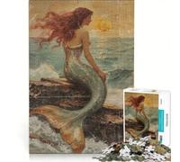 Jigsaws 1000 Pieces for Teenagers Mermaid on Rocks by The Sea Impossible Game Difficult And Challenge Unique Birthday And Xmas Gifts 50x75cm