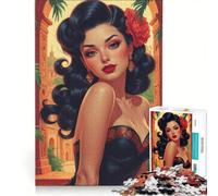 Jigsaws 1000 Pieces for Teenagers Mexican Pin-up in A Garden Impossible Game Difficult And Challenge Unique Birthday And Xmas Gifts 50x75cm