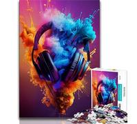 Jigsaws 1000 Pieces for Teenagers Modern Colorful Splash Headphones,Help The Brain Exercise Addictive Toys to Cultivate Patience Perfect Decoration (75x50cm)