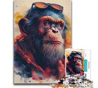 Jigsaws 1000 Pieces for Teenagers Monkey And The Glasses Analysis And Logic Brain Teaser Game for And 14 Years And over 38x52cm
