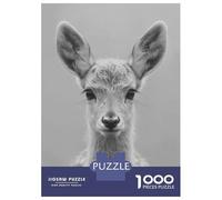 Jigsaws 1000 Pieces for Teenagers Monochrome Deer Portrait Jigsaws for Adults Brain Teaser Game A Work of Art Great Gift for Gaming 70x50cm/1000pcs