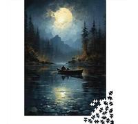 Jigsaws 1000 Pieces for Teenagers Moonlit River Adventure Puzzles for Adults Toy Wall Decor Pattern Assembly Great Gift for Gaming 52x38cm/1000pcs