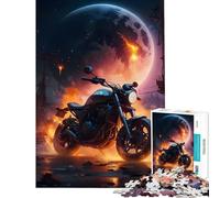Jigsaws 1000 Pieces for Teenagers Motorcycle Under A Burning Moon Toy Intellectual Game Impossible Game Analysis And Logic Gifts For Birthdays (Size 38x52cm)