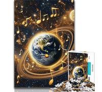Jigsaws 1000 Pieces for Teenagers Music Galaxy Earth 1000 Piece Puzzle,Stress Reliever Staycation Kill Time Wishlist with Santa Claus 26x38cm