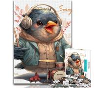 Jigsaws 1000 Pieces for Teenagers Musical Sparrow Adult Jigsaw,Fun Games Every Piece Is Unique - Challenging Family Fun Game (size 75x50cm)