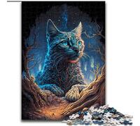 Jigsaws 1000 Pieces for Teenagers Mystical Savannah Cat, for Age 14+ Suitable for Couples Fun at Home Activities, Birthday Present,Travel Gifts (Size 50x75cm)