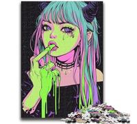 Jigsaws 1000 Pieces for Teenagers Neon Anime Girl Jigsaw,Educational Games Home Decoration Birthday Present, Gifts, Wall Art (38x26cm)