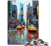 Jigsaws 1000 Pieces for Teenagers New York Street Scene Stress Reliever Difficult Challenge Every Piece Is Unique - Challenging Family Fun Game 38x26cm