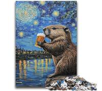 Jigsaws 1000 Pieces for Teenagers Night Sky Beer Capybara Puzzles,Stress Reliever Staycation Kill Time Wishlist with Santa Claus (38x26cm)